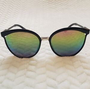 Oversized Rainbow Mirror Sunglasses Cat Eye Rave glasses